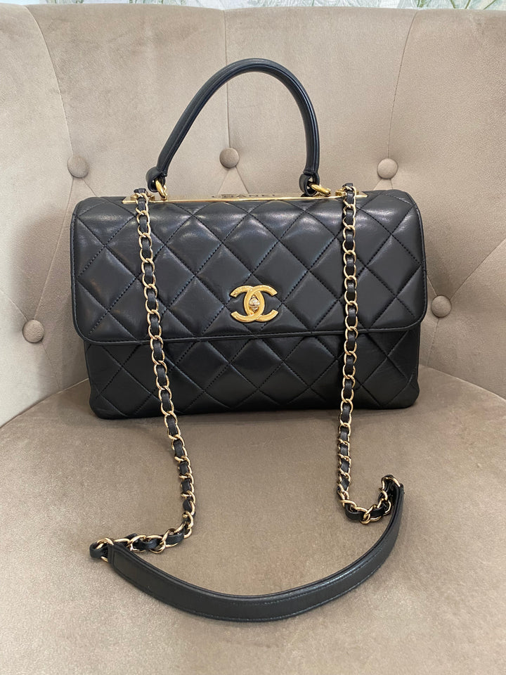Borsa a tracolla Chanel Trendy CC in pelle trapuntata nera