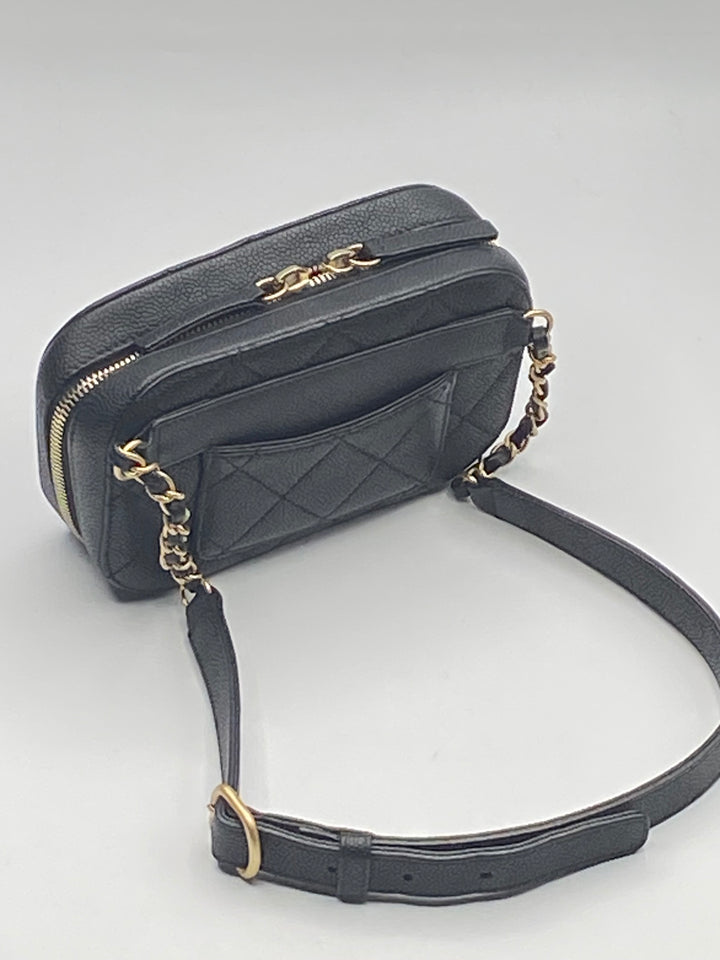 Chanel black caviar camera /marsupio mini bag