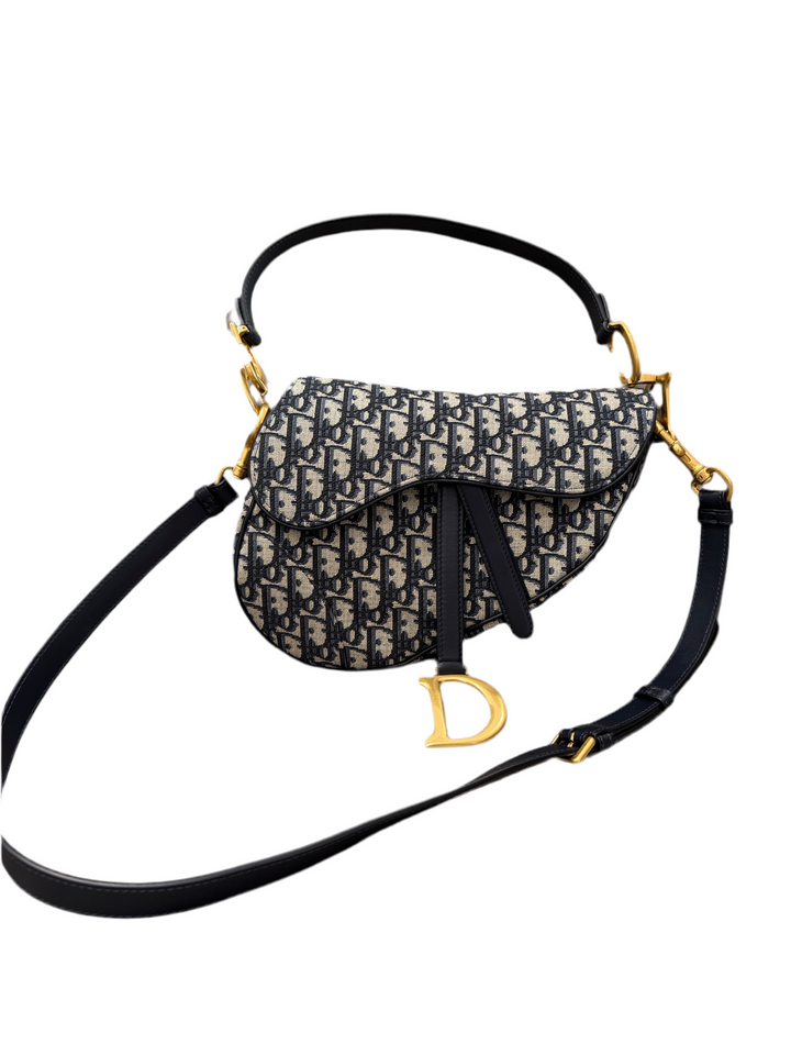 Dior Saddle Bag Medium – Tela Oblique Blu