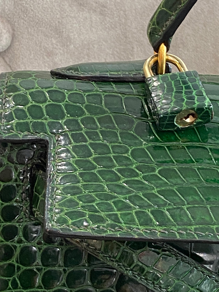 Hermes Kelly Alligator Lisse Vert Emerald 32