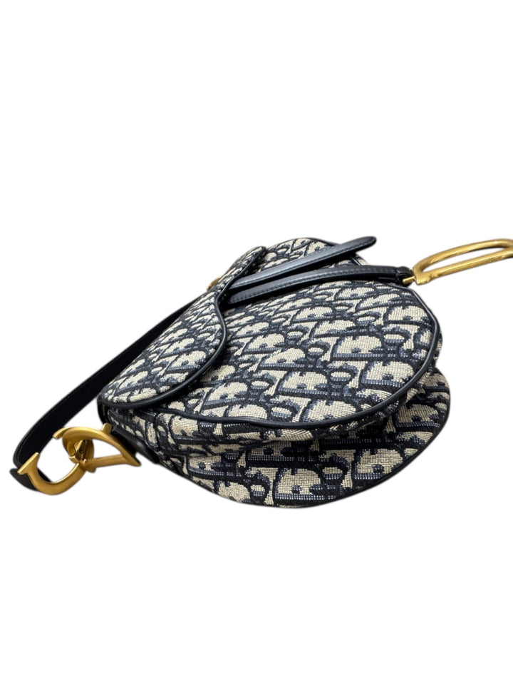 Dior Saddle Bag Medium – Tela Oblique Blu