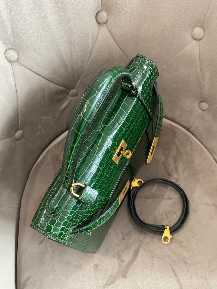 Hermes Kelly Alligator Lisse Vert Emerald 32