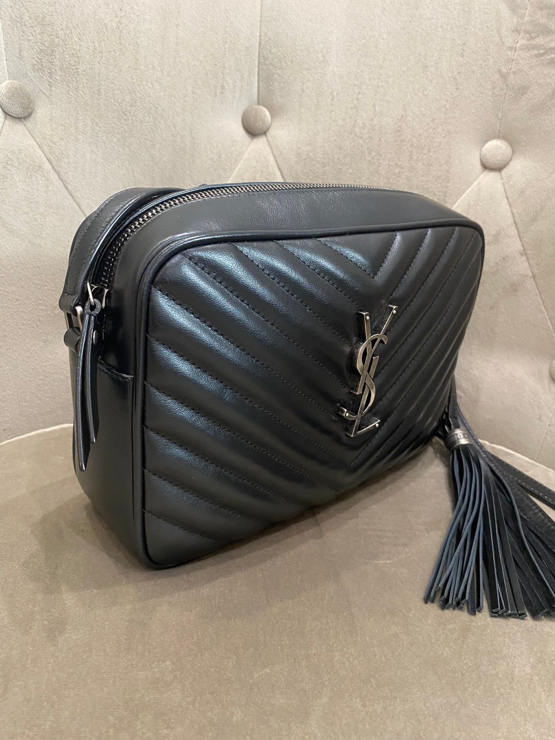 Saint Laurent camera bag Lou in pelle trapunta