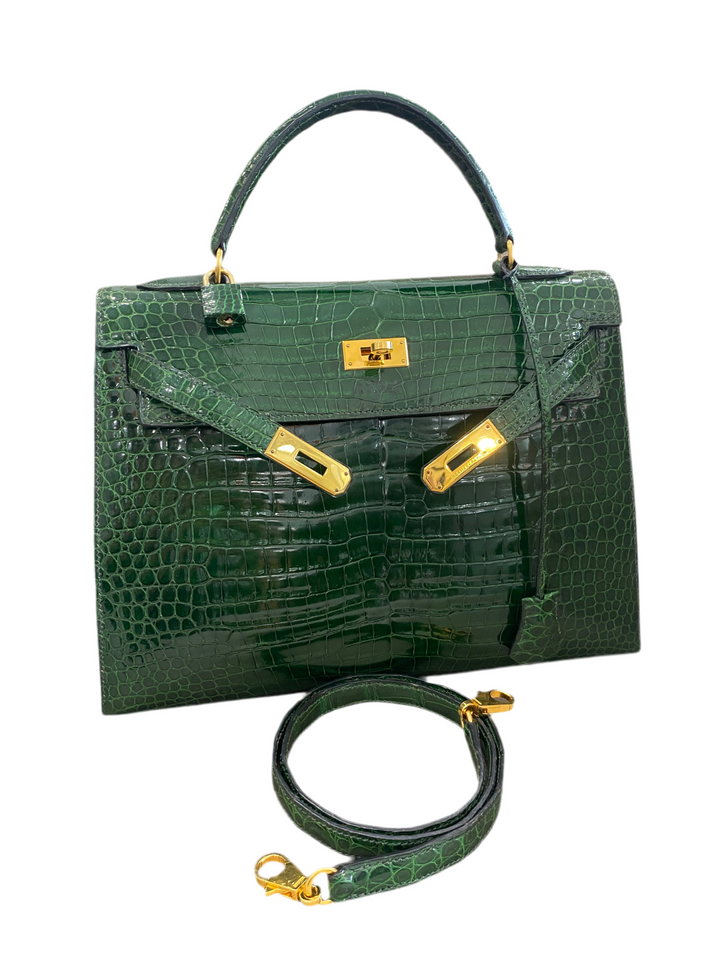 Hermes Kelly Alligator Lisse Vert Emerald 32