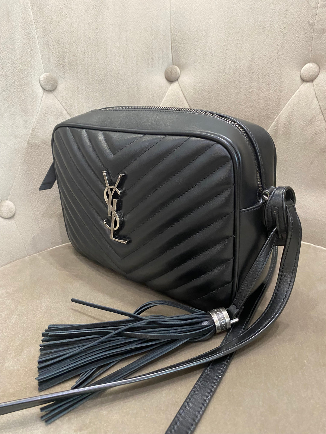 Saint Laurent camera bag Lou in pelle trapunta