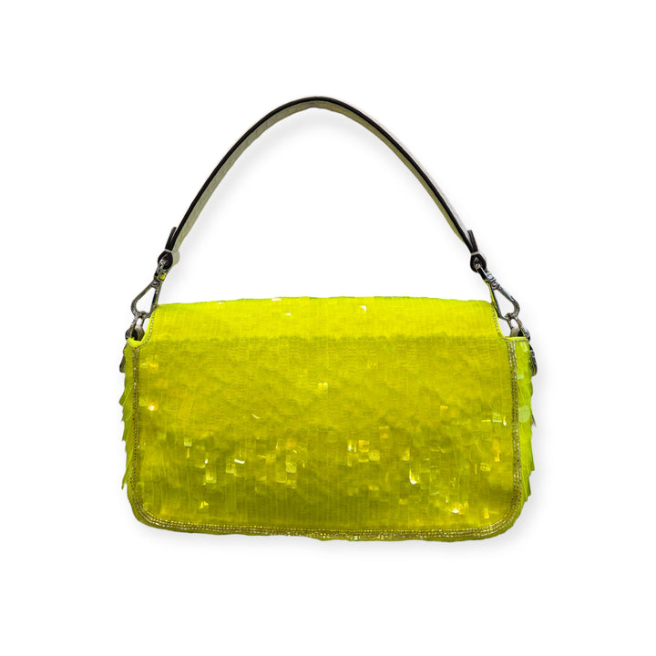 Fendi Baguette Elaphe & Sequin Neon Yellow