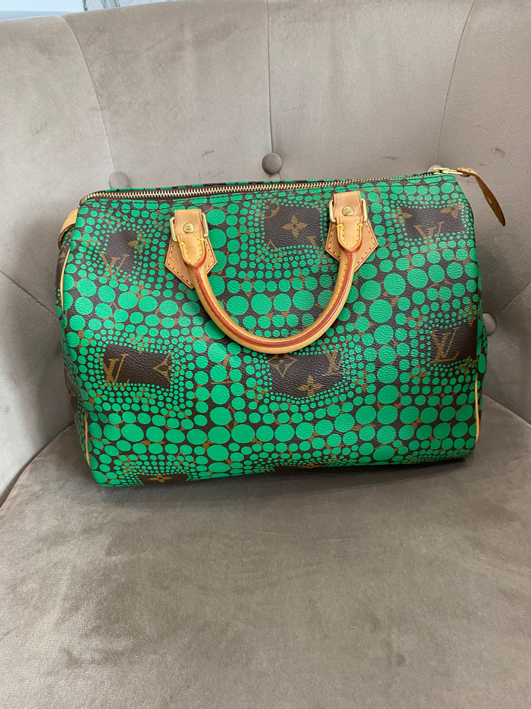 Louis Vuitton x Yayoi Kusama Green Infinity Dots Monogram Canvas Speedy 30
