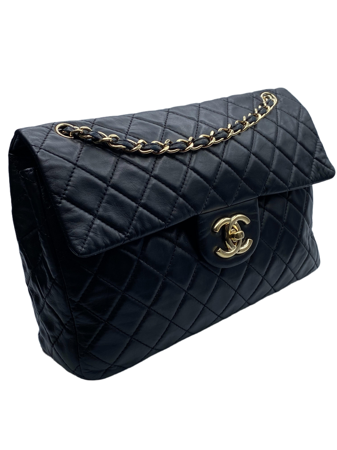 Chanel - Black Quilted Soft Maxi Classic Bag - Vintage Edition - Complete with Accessories.