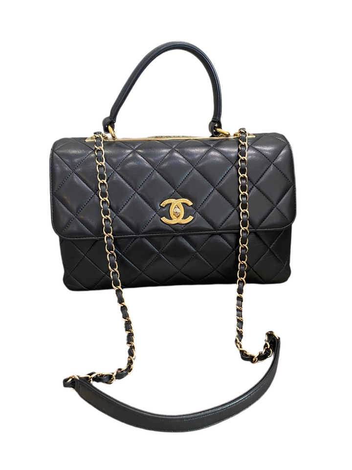Borsa a tracolla Chanel Trendy CC in pelle trapuntata nera