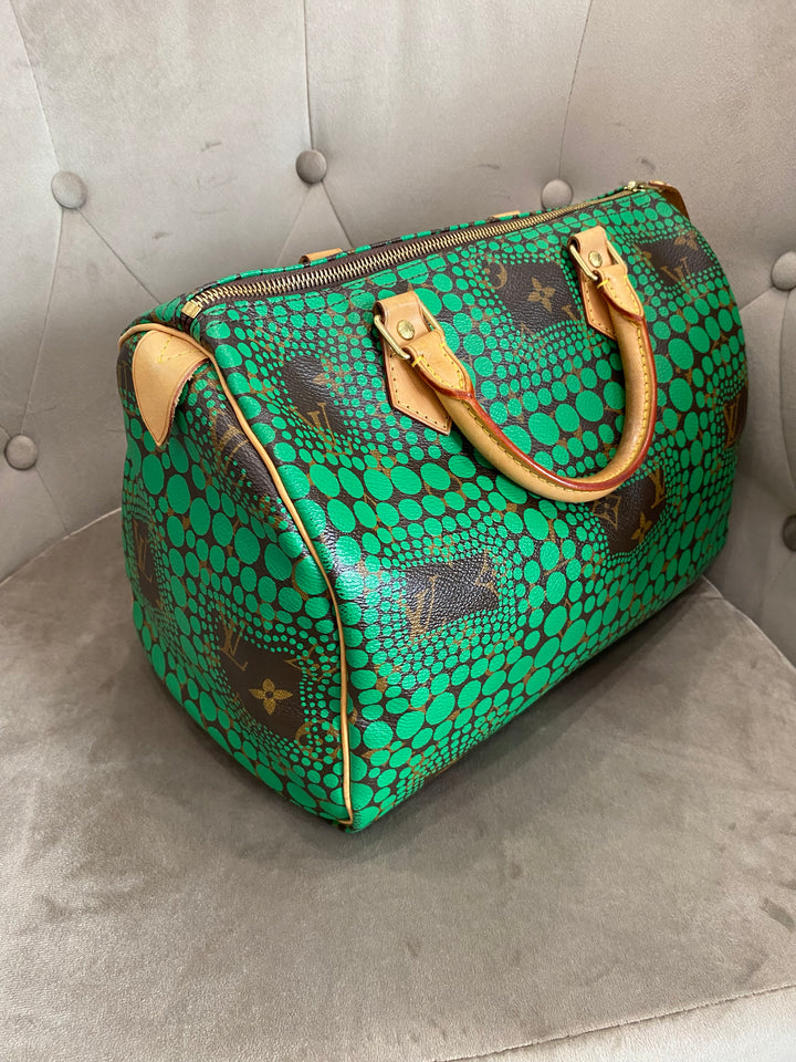 Louis Vuitton x Yayoi Kusama Green Infinity Dots Monogram Canvas Speedy 30