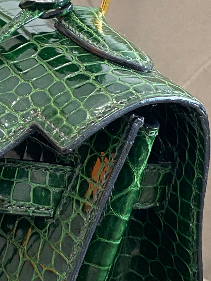Hermes Kelly Alligator Lisse Vert Emerald 32
