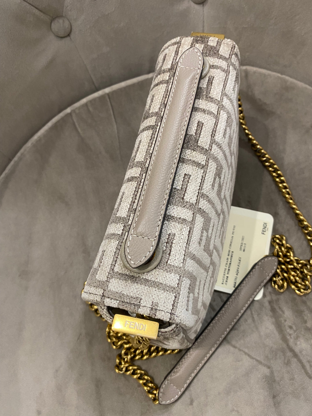Borsa Baguette Fendi in Ciniglia jacquard