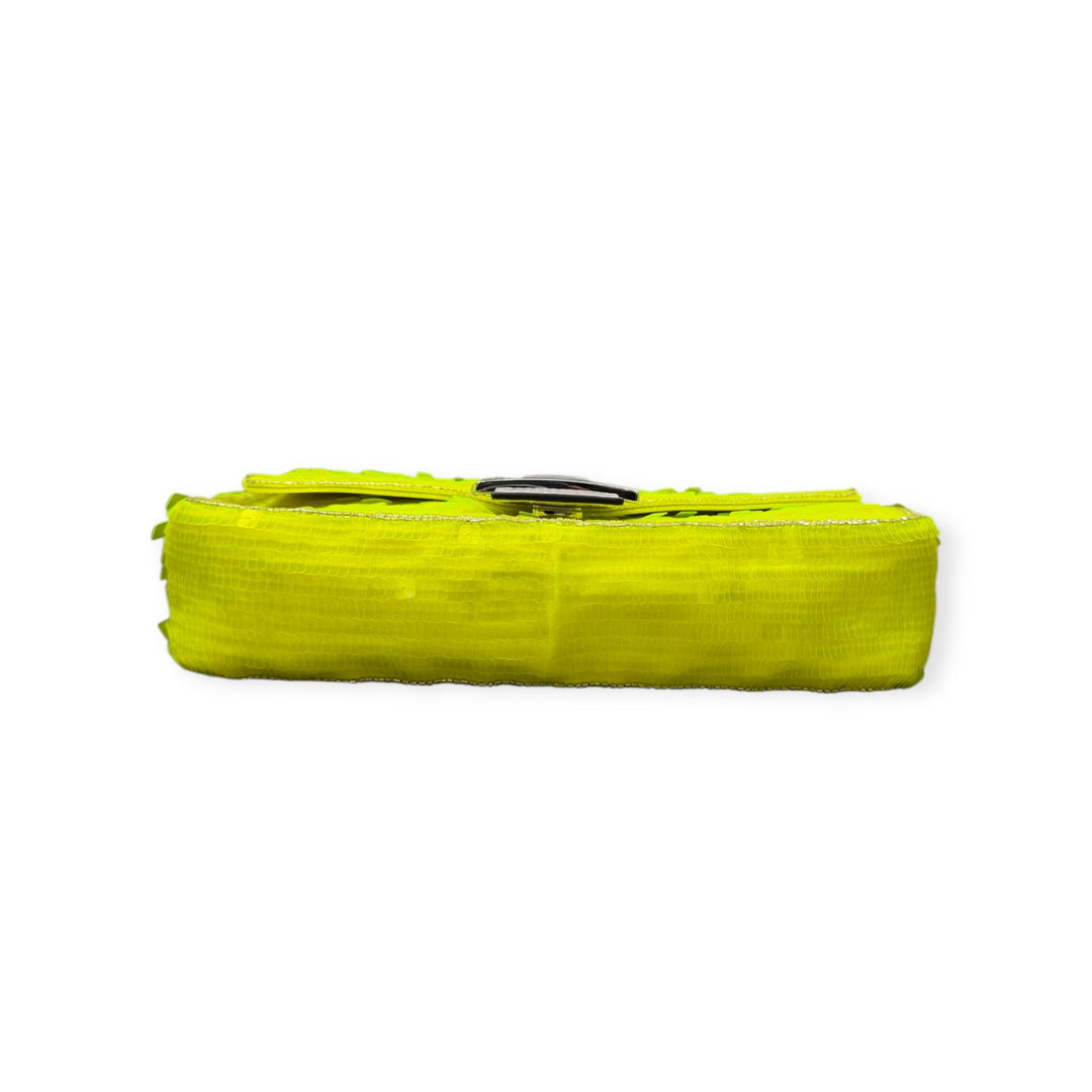 Fendi Baguette Elaphe & Sequin Neon Yellow
