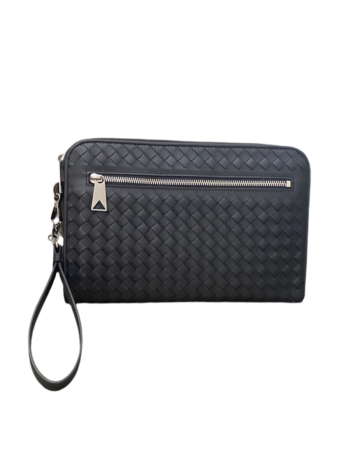 Pochette Bottega Veneta in pelle intrecciata nera