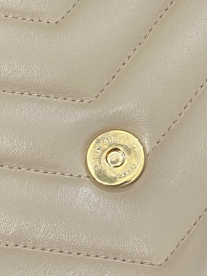 Borsa Saint Laurent LouLou Media In Pelle Beige