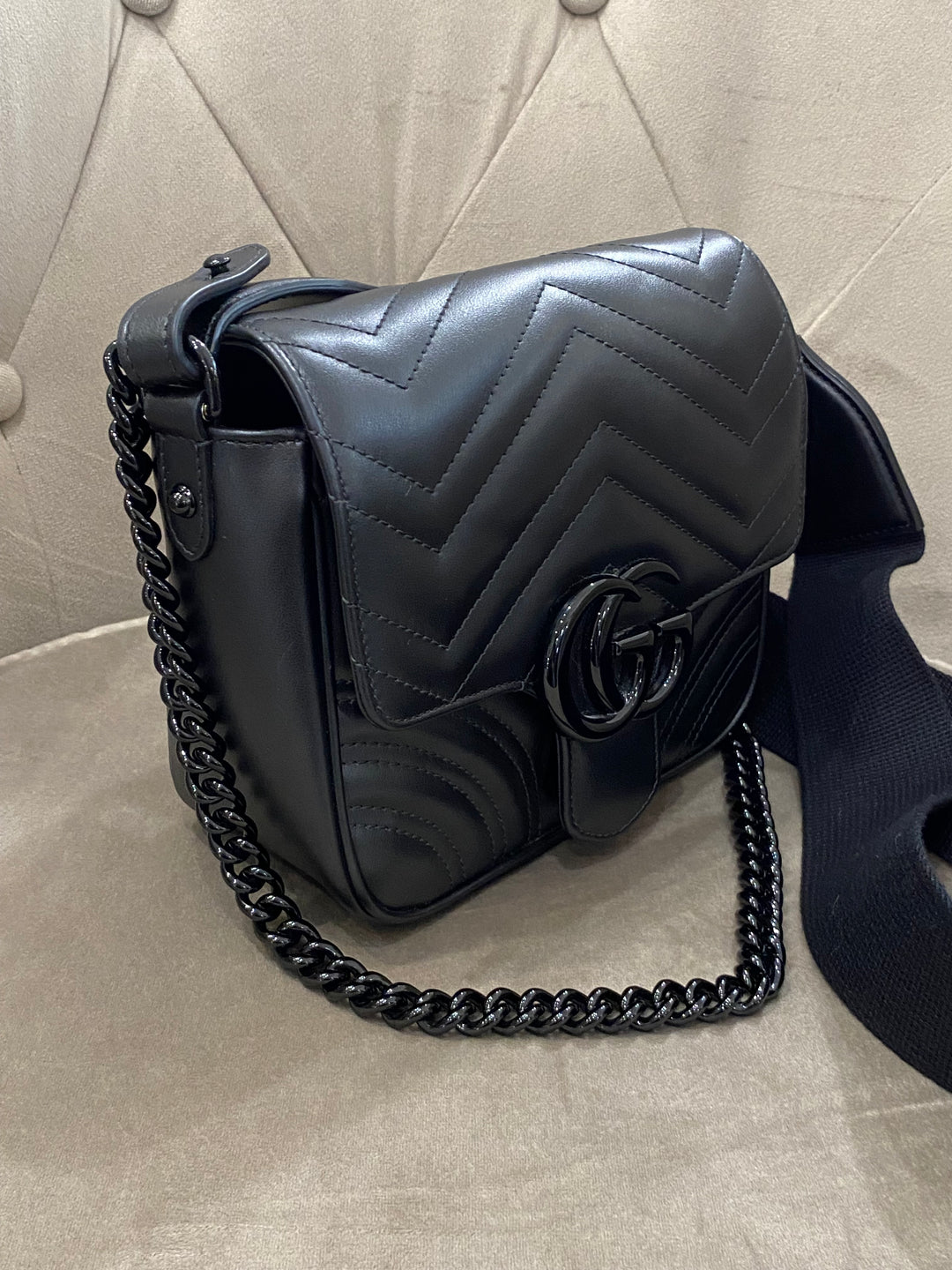 Borsa a spalla trapuntata GG Marmont
