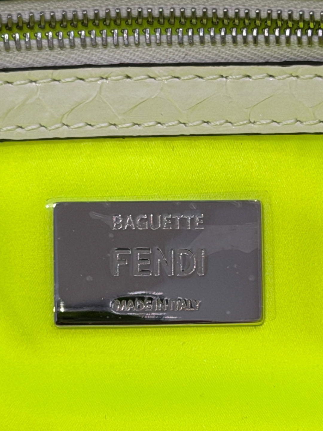 Fendi Baguette Elaphe & Sequin Neon Yellow
