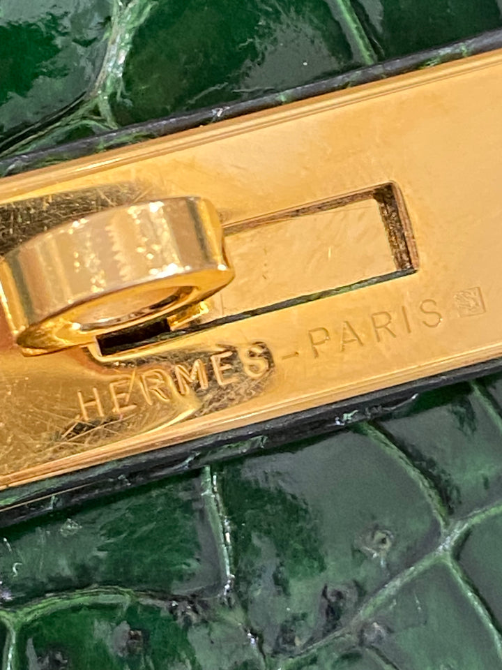 Hermes Kelly Alligator Lisse Vert Emerald 32