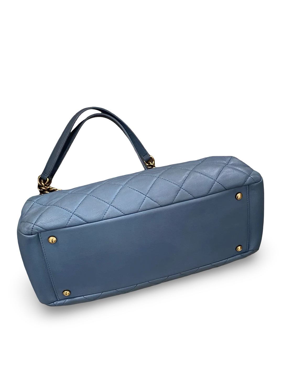 Chanel Calfskin Quilted Small CC Crown Tote Blue