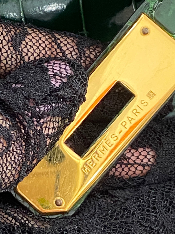 Hermes Kelly Alligator Lisse Vert Emerald 32