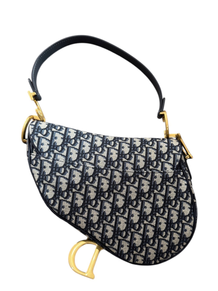 Dior Saddle Bag Medium – Tela Oblique Blu