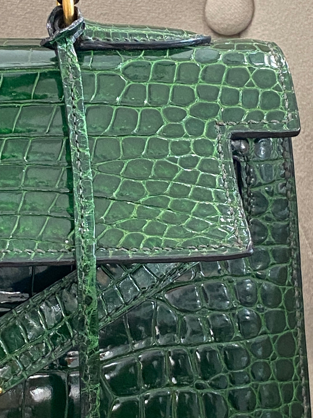 Hermes Kelly Alligator Lisse Vert Emerald 32