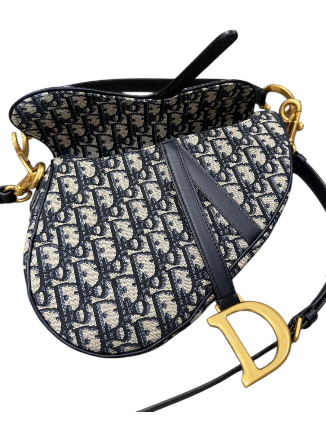 Dior Saddle Bag Medium – Tela Oblique Blu