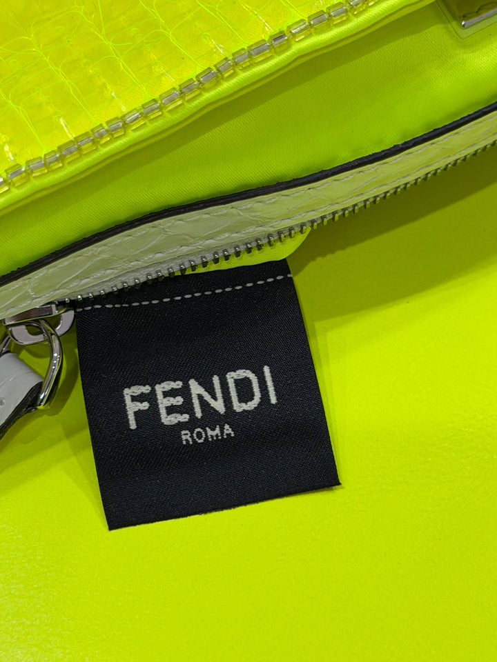 Fendi Baguette Elaphe & Sequin Neon Yellow