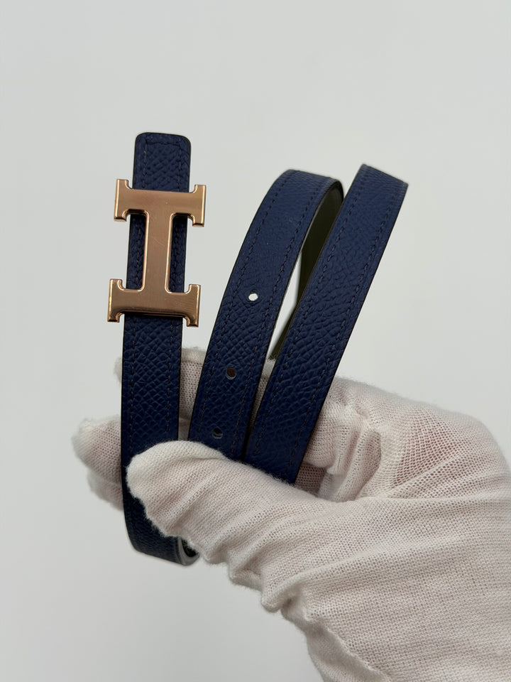 Hermès Cintura Reversibile blu/verde