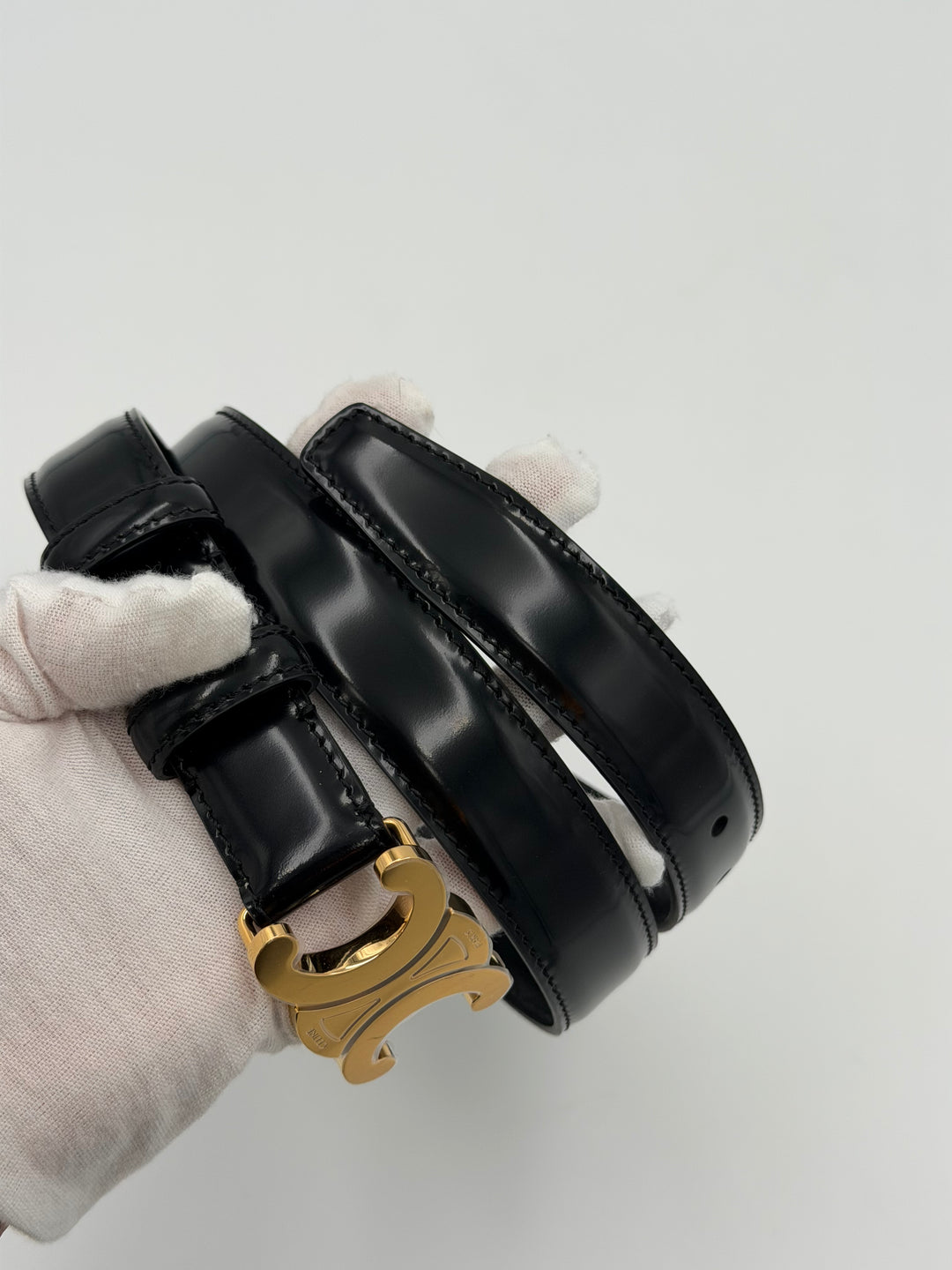 Cintura Celine Triomphe in Pelle Nera