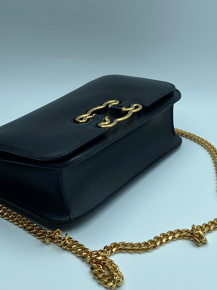 CELINE Medium Bag Triomphe Frame in Shiny Calfskin Black