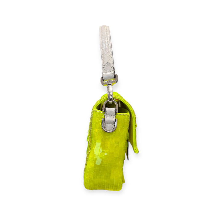 Fendi Baguette Elaphe & Sequin Neon Yellow