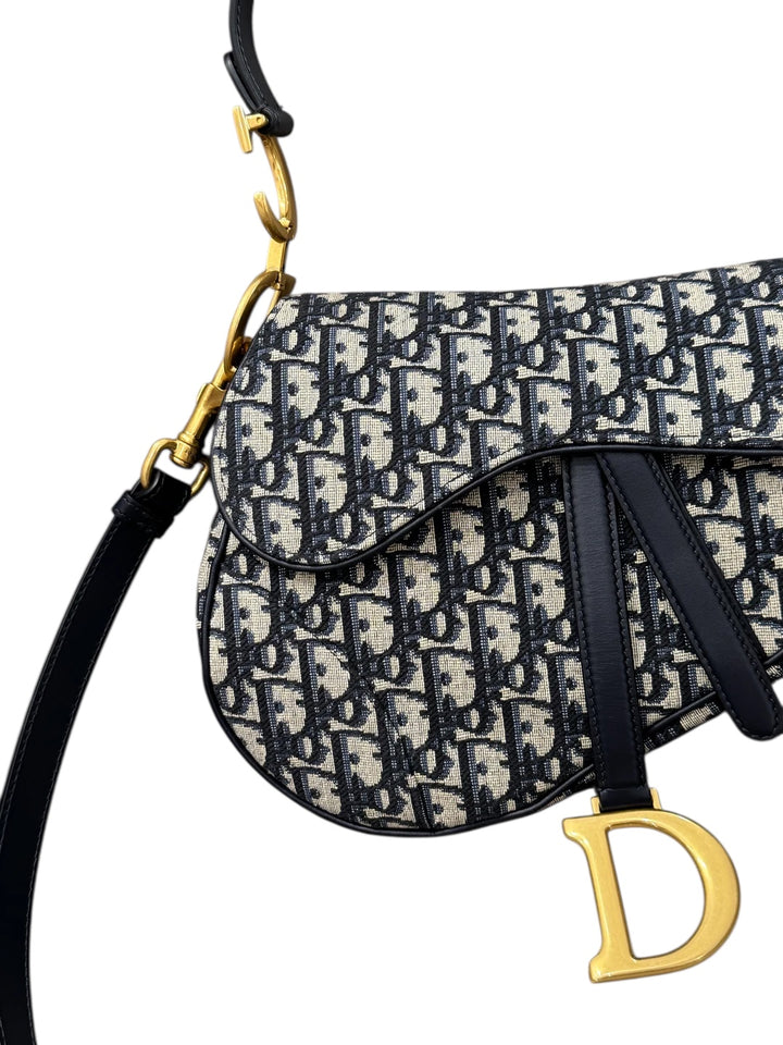 Dior Saddle Bag Medium – Tela Oblique Blu