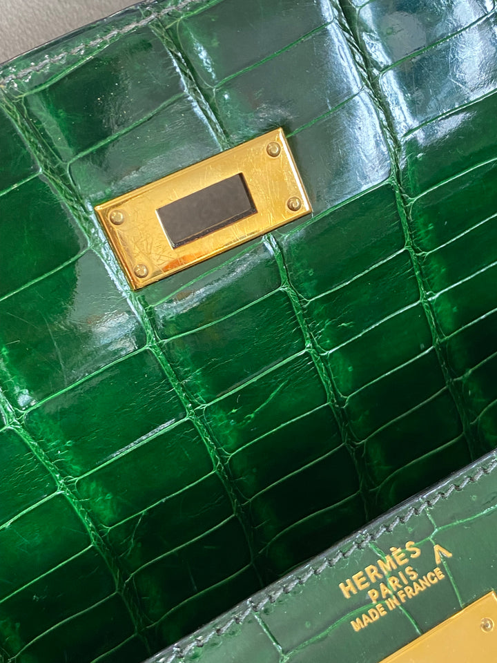 Hermes Kelly Alligator Lisse Vert Emerald 32