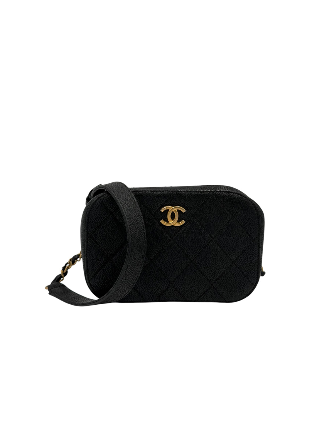 Chanel black caviar camera /marsupio mini bag