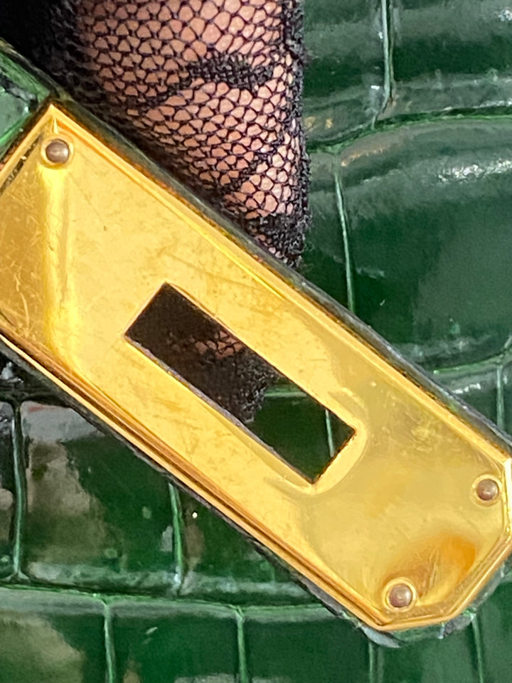 Hermes Kelly Alligator Lisse Vert Emerald 32