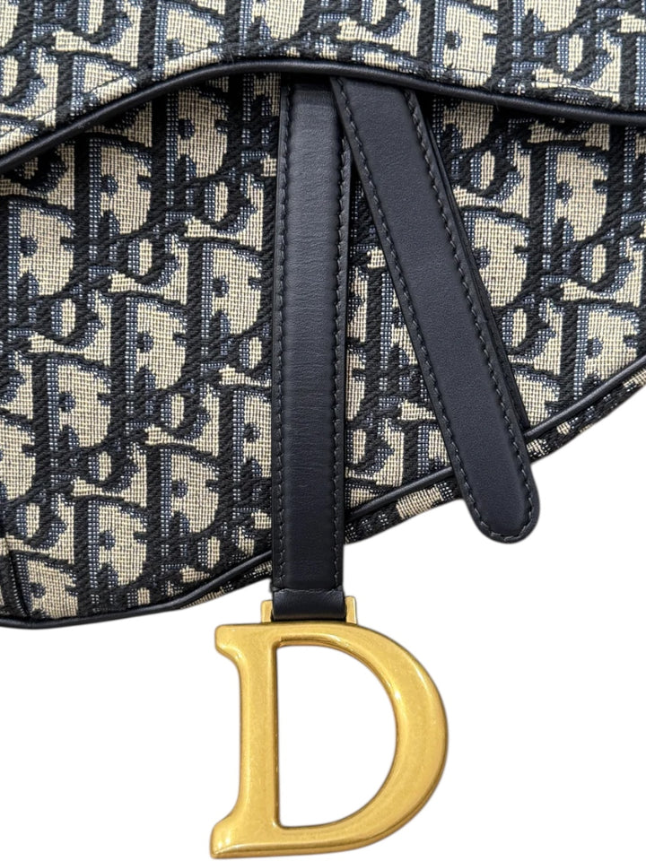 Dior Saddle Bag Medium – Tela Oblique Blu