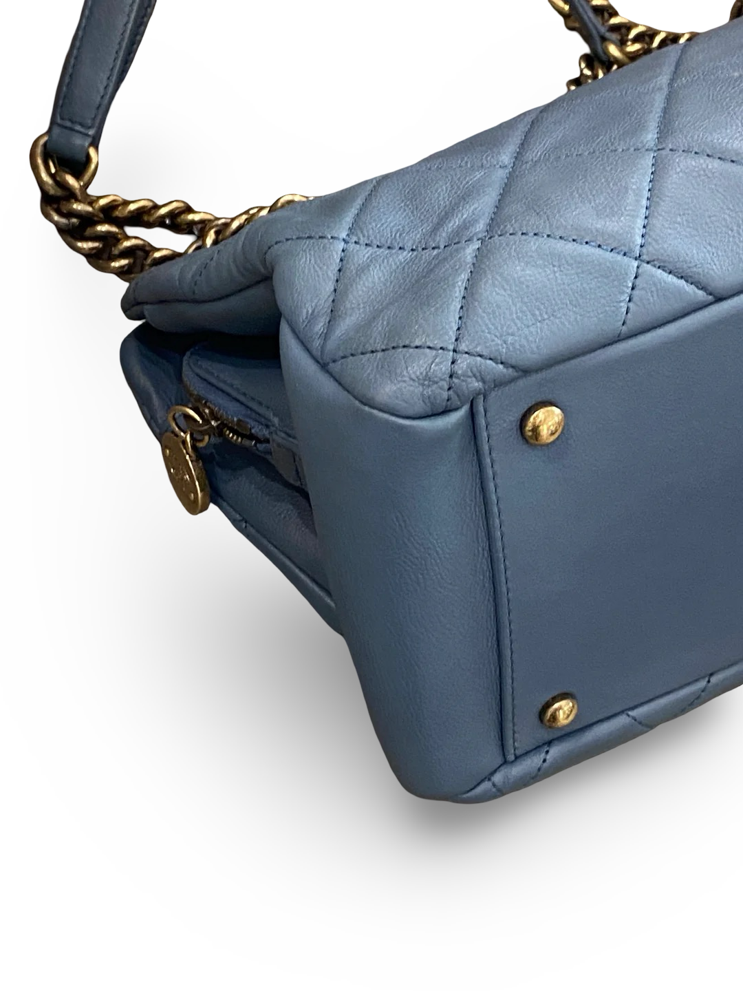 Chanel Calfskin Quilted Small CC Crown Tote Blue