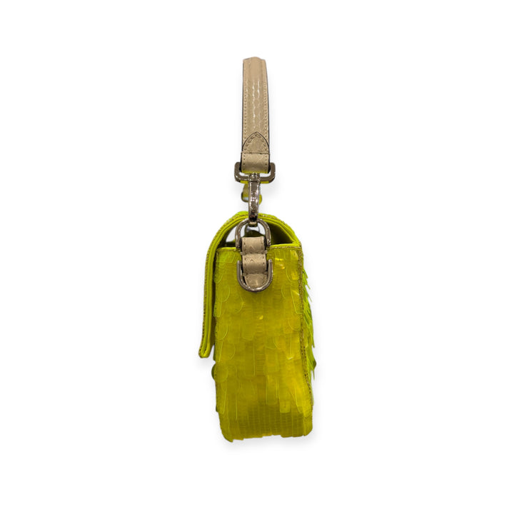 Fendi Baguette Elaphe & Sequin Neon Yellow