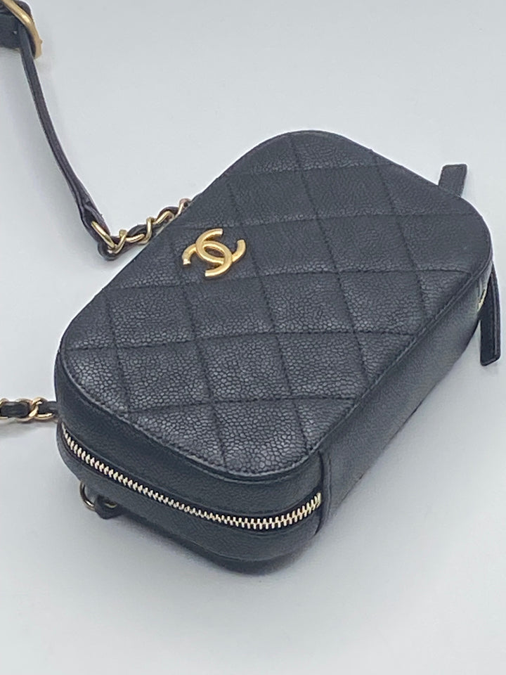 Chanel black caviar camera /marsupio mini bag