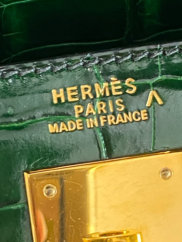 Hermes Kelly Alligator Lisse Vert Emerald 32