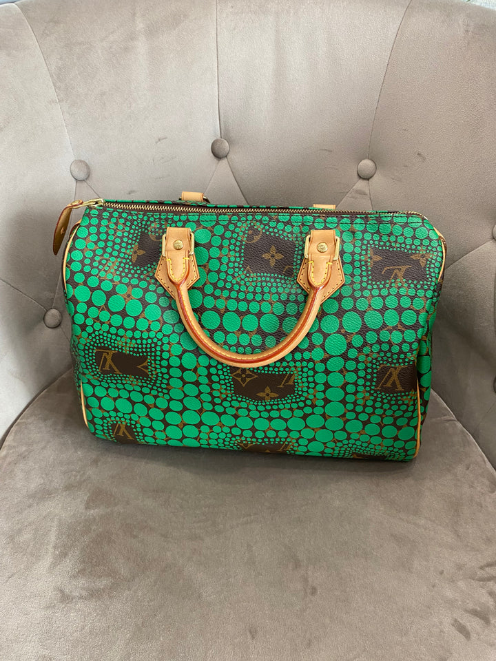 Louis Vuitton x Yayoi Kusama Green Infinity Dots Monogram Canvas Speedy 30