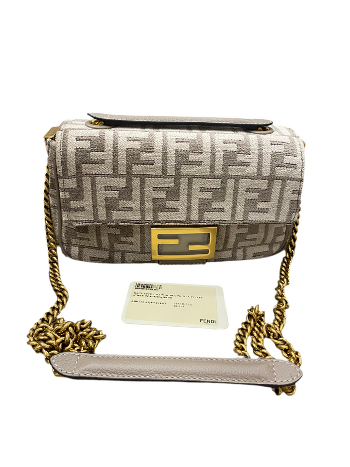 Borsa Baguette Fendi in Ciniglia jacquard