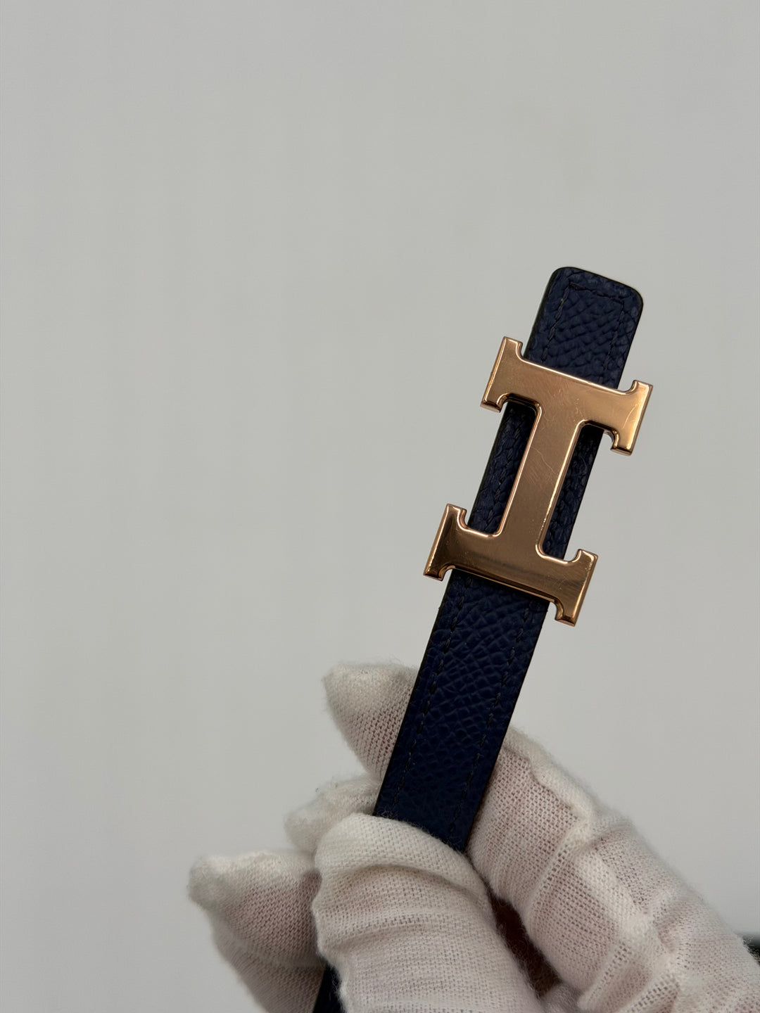 Hermès Cintura Reversibile blu/verde