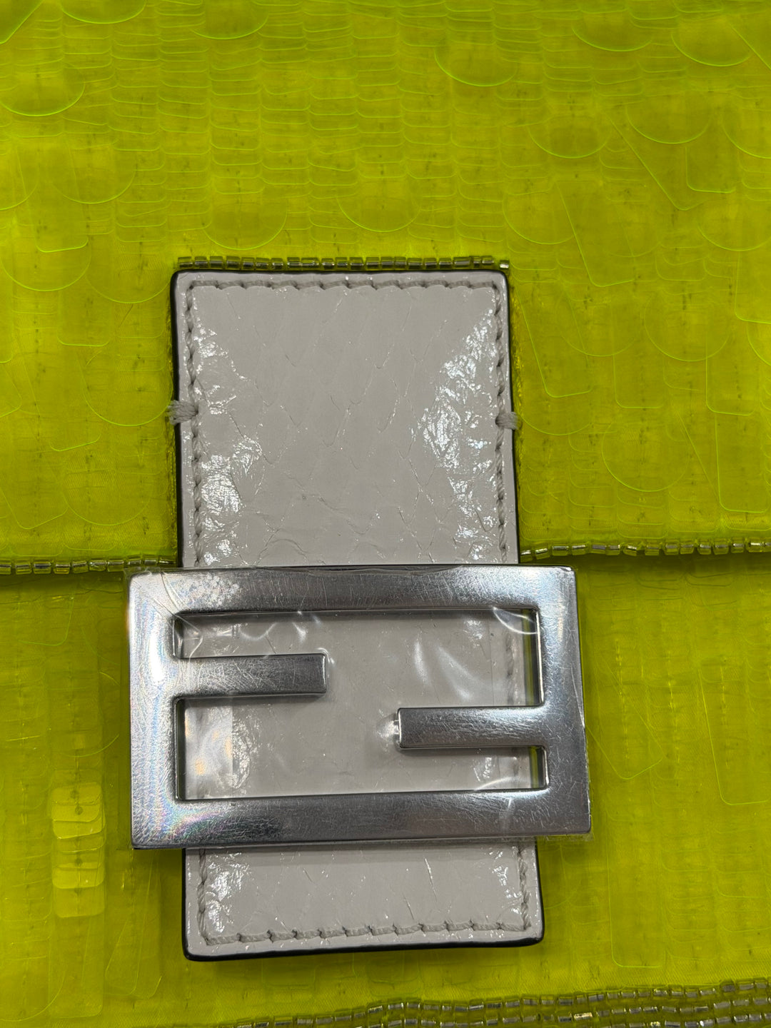 Fendi Baguette Elaphe & Sequin Neon Yellow