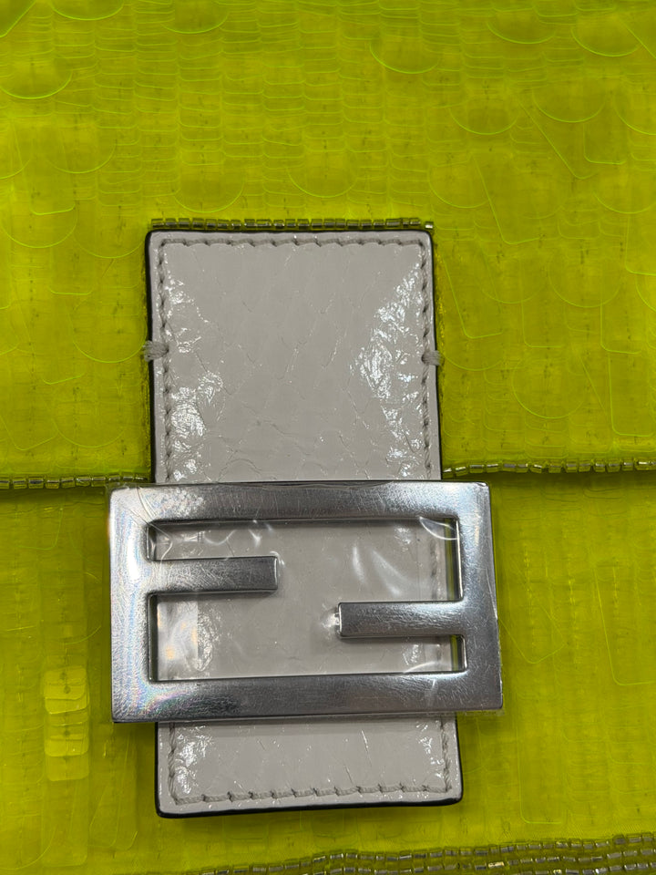 Fendi Baguette Elaphe & Sequin Neon Yellow