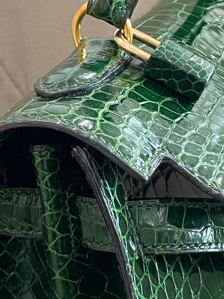 Hermes Kelly Alligator Lisse Vert Emerald 32