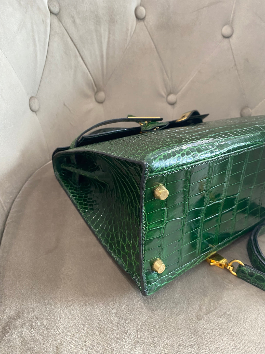 Hermes Kelly Alligator Lisse Vert Emerald 32