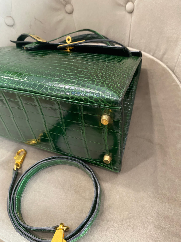 Hermes Kelly Alligator Lisse Vert Emerald 32