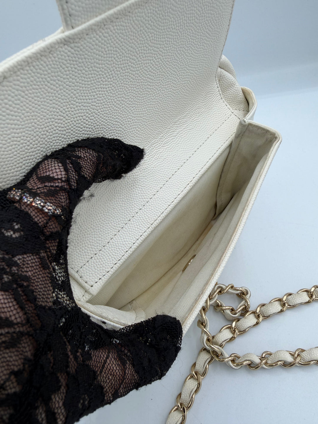 Chanel camera bag in pelle martellata